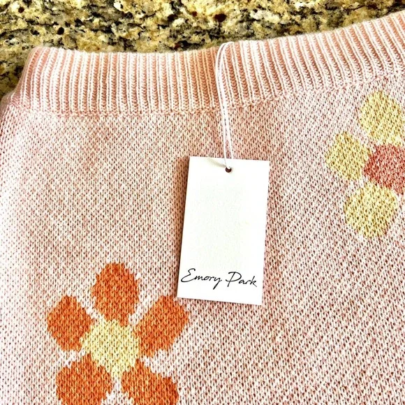 Emory Park Dolls Kill Size LARGE Knit Floral Sweater Mini Skirt Hippie Disco - Picture 2 of 11